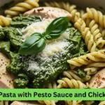 Fusilli pasta with pesto sauce