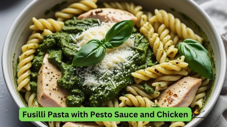 Fusilli pasta with pesto sauce